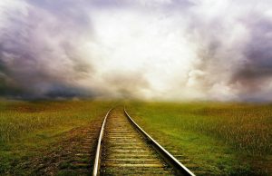 railroad with fog